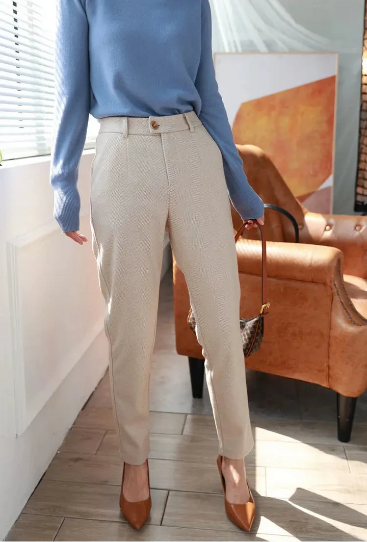 Pantalon Élégance Herringbone – Confort & Chic d’Automne