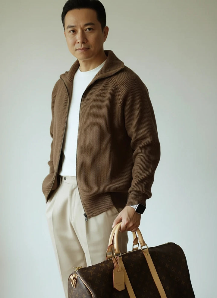 Cardigan Zippé en Maille Épaisse Hugo