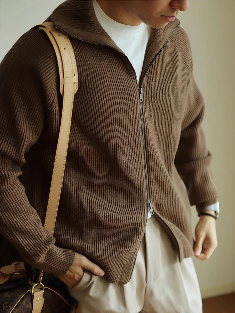 Cardigan Zippé en Maille Épaisse Hugo