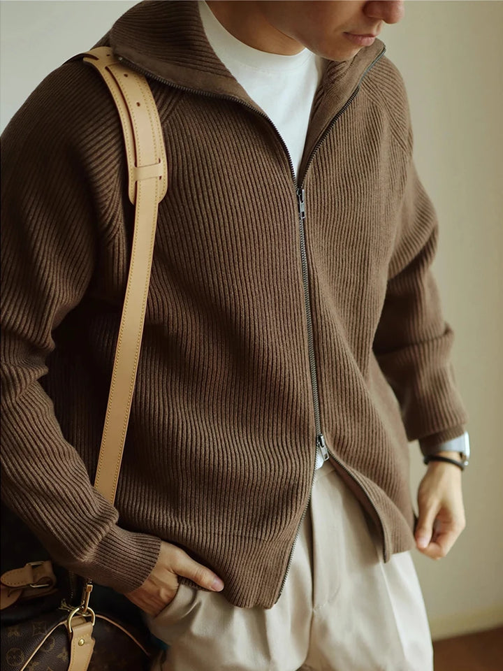 Cardigan Zippé en Maille Épaisse Hugo