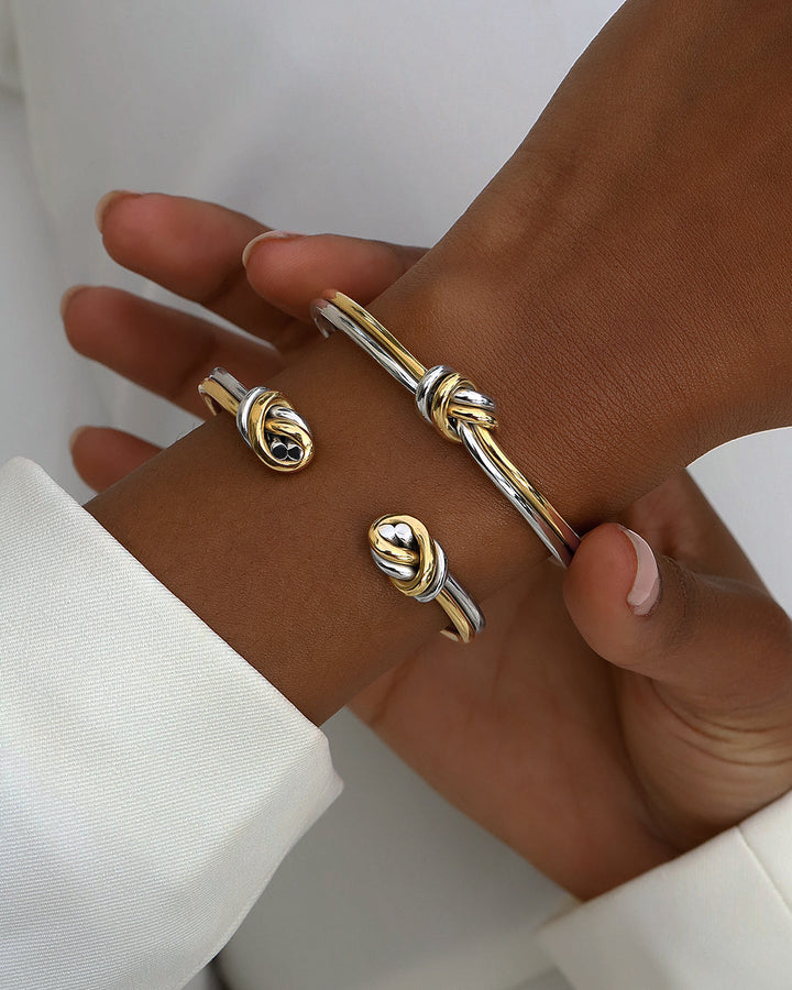 Double Nœud or et argent